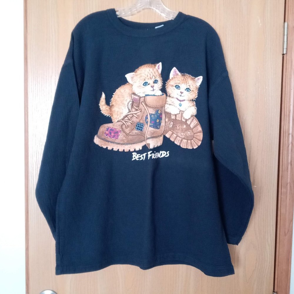 Vintage "Best Friends" Cat Sweatshirt Pullover Top 18W/20W